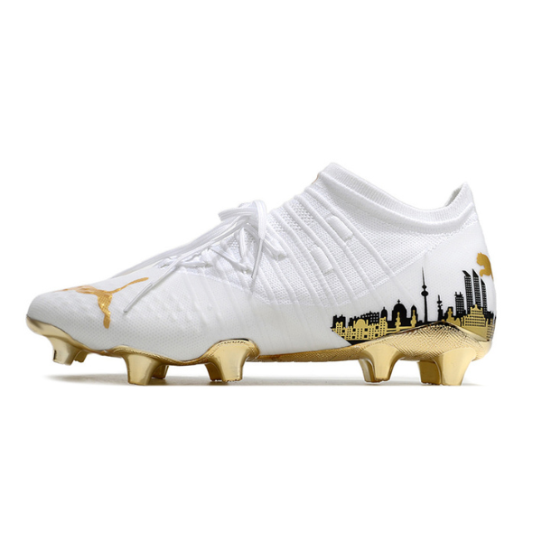Chuteira Campo Puma Future Z1.3 Branca e Dourada + MEIA DE BRINDE 🎁