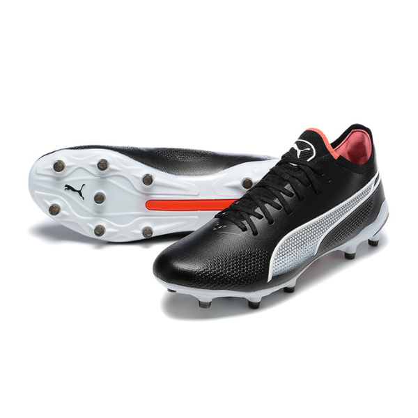 Chuteira Campo Puma King Ultimate FG Preta, Branca e Laranja + MEIA DE BRINDE 🎁