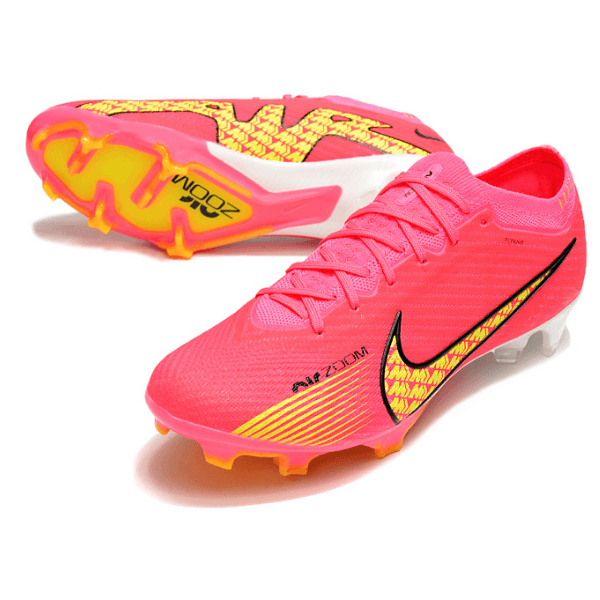 Chuteira Campo Nike Zoom Mercurial Vapor 15 Elite FG Rosa e Amarela + MEIA DE BRINDE 🎁