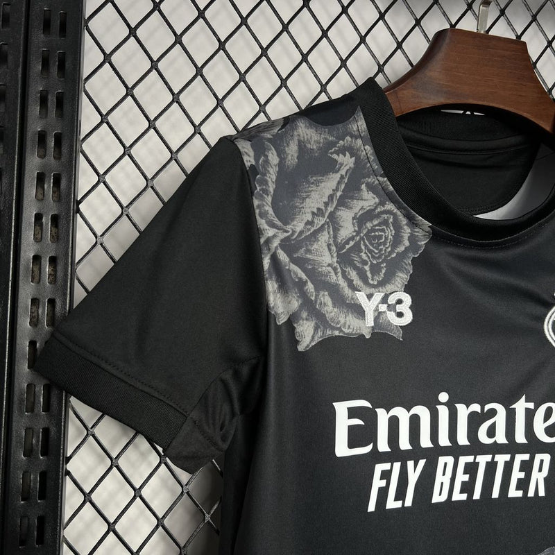 Kit Infantil Real Madrid Y3 Rose Edição Especial Preta 2024/2025