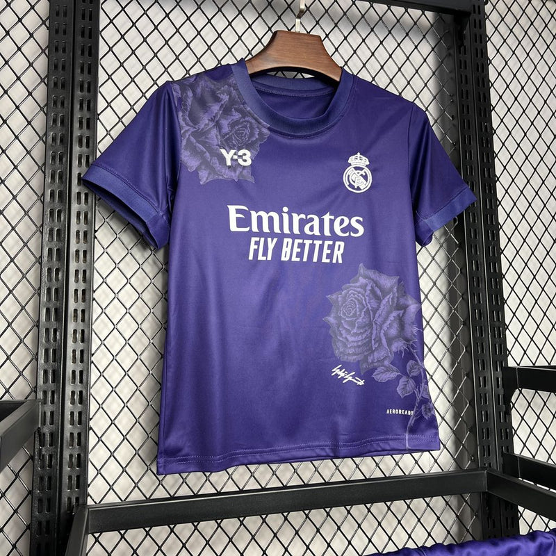 Kit Infantil Real Madrid Y3 Rose Edição Especial Roxo 2024/2025
